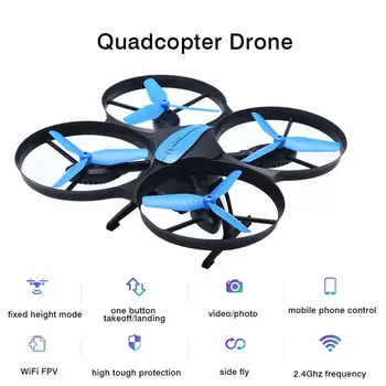 

Remote Control Quadcopter Drone Height-hold Four-wheel Drive Aerial Photography Drone Helicopter Rechargeable WIFI Aircraft Toy