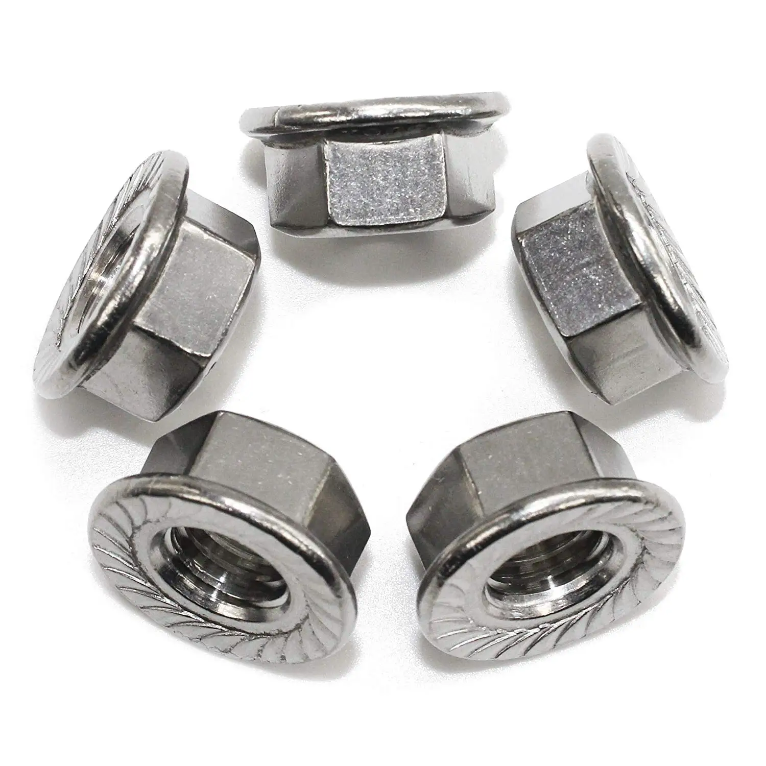 FullerKreg 25 шт. M8 x 1,25 A2 нержавеющая сталь DIN 6923 зубчатая Шестигранная Фланцевая гайка, 18-8 304 из нержавеющей стали, яркая отделка