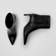 

Jenny&Dave Shoes Women England Style Office Lady Heel Ankle Boot Shoes Women Fashion Simple Elegant Leather Pointed Toe Stiletto