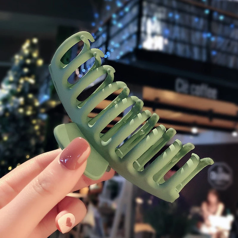 army green Женская большая блестящая акриловая заколка для волос, заколка для волос, одноцветная Заколка-краб Amoeba для женщин, Шикарные аксессуары украшения для волос - Цвет: army green