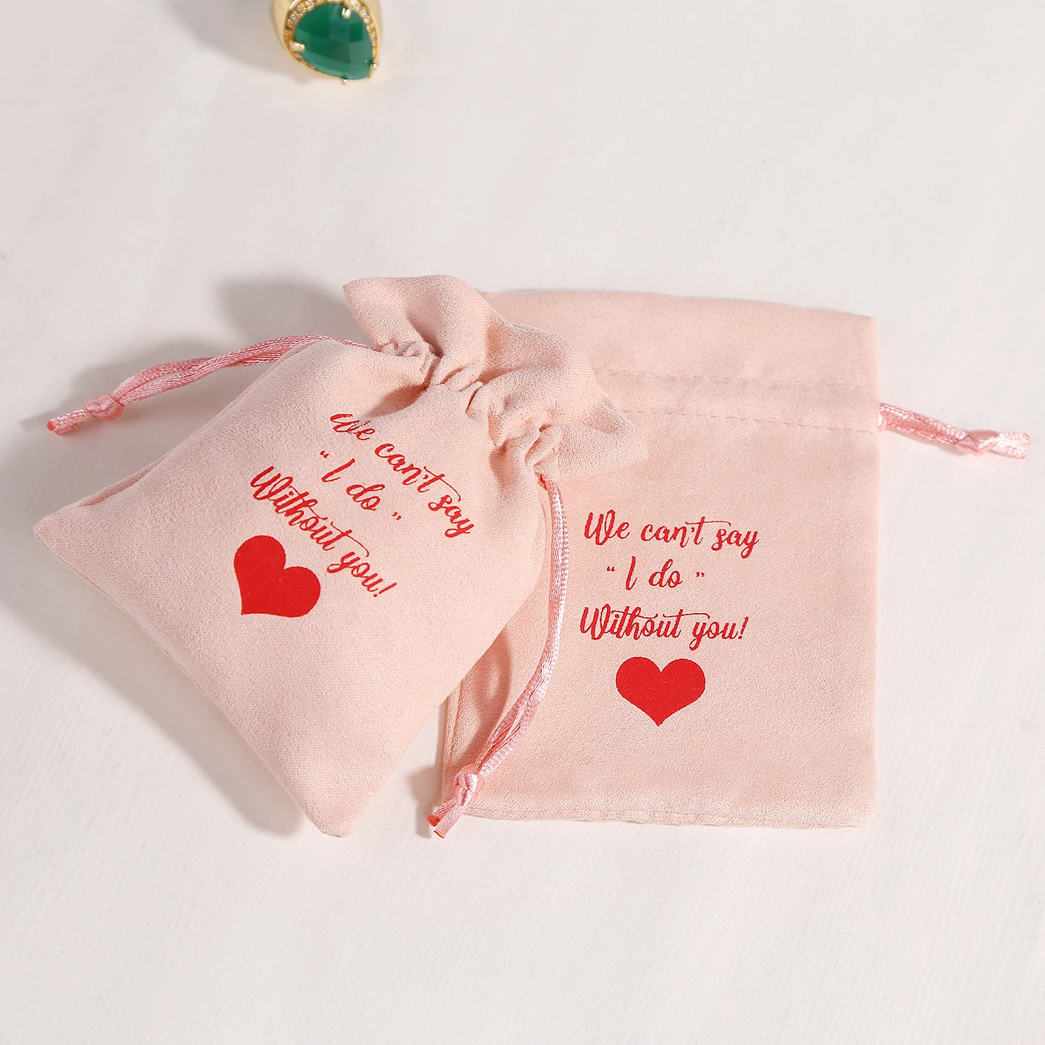 50pcs Drawstring Bags Personalized Logo Custom Jewelry Packaging Pouches Unique Wedding Favor Bags Pink Flannel Cosmetic Bags