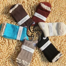 10 пар японских кружевных женских винтажных толстых носков со штабелированием кружевные женские хлопковые носки