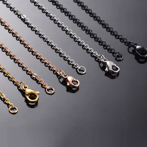 남녀공용 링크 체인 목걸이, 스테인레스 스틸, 1.5mm, 2mm, 쥬얼리 도매, 12 개/로트 5