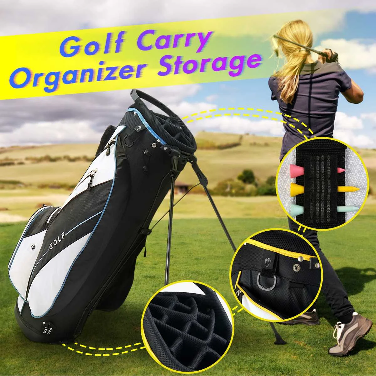 

Golf Stand Bag Stand Portable Ultraportability Edition Super Light Large Capacity Bag Golf Lightweight Stand Carry Bag