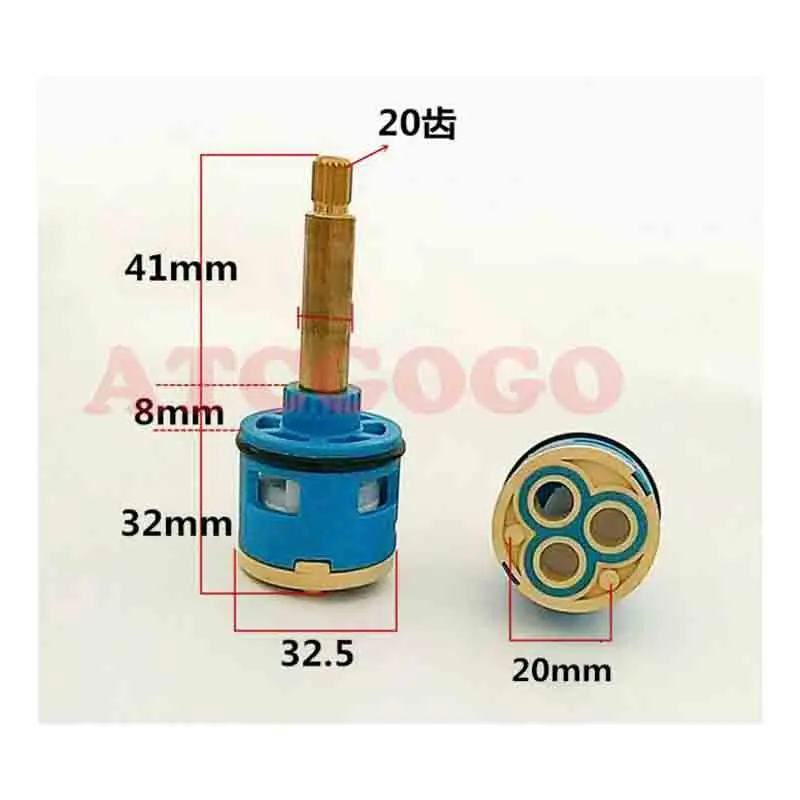 Shower room faucet cartri accessories ceramic plate hot and cold water mixing three-stage three-hole water separator cartridge