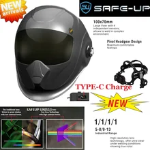 

SAFEUP USB TYPE-C Auto Darkening Adjustable 4/5-8/9-13 MIG MMA Electric Welding Mask Helmet Welding Lens for Welding Machine