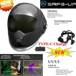 SAFEUP – casque de soudage électrique USB TYPE C, obscurcissement automatique réglable, 4/5 – 8/9 – 13 MIG MMA, masque, lentille pour Machine à souder 