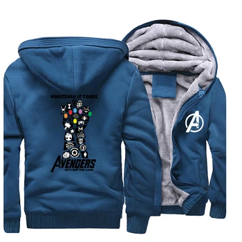 

Winter Hot Sale Hooded Coat Thick Sweatshirts Raglan Men Thanos Infinity Gauntlet Cartoon Hoodies Sportswear Warm Jacket Zipper