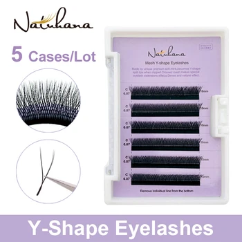 

NATUHANA 5Cases/lot Y shape Eyelash Extension Double Tip Mink False Y Eyelashes Easily Grafting Volume Faux Y Style Lashes