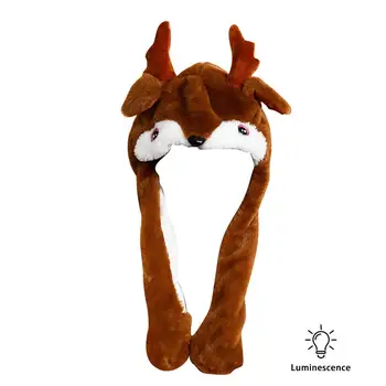 

Moveable Rabbit Ears Hat Press And Move Glow And Music Christmas Hat Cute Plush Airbag Cap For Kids And Women In Stock