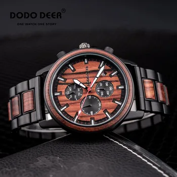 

часы мужские DODO DEER Wood Watch For Men Brand Fashion Calendar Chronograph Quartz Watch Birthday Gift for Friends Dropshipping