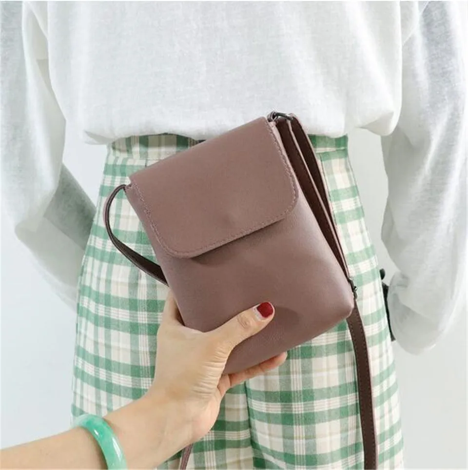 2021 Flap Crossbody Bags Women Mini PU Leather Shoulder Purses and Handbags for Girls Ladies Phone Simple Solid Designer Bag