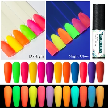 

FOUR LILY 5ml Luminous Gel Polish Shimmer Gel Lacquer Semi Permanent Soak Off UV Led Nail Art Gel Varnish Glow In The Dark Gel