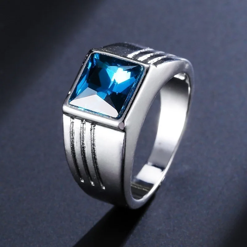 Винтажное модное кольцо египетского фараона с крестом, квадратное Золотое кольцо на палец для мужчин, мужское обручальное кольцо, простое ювелирное кристаллическое кольцо, набор - Цвет основного камня: P