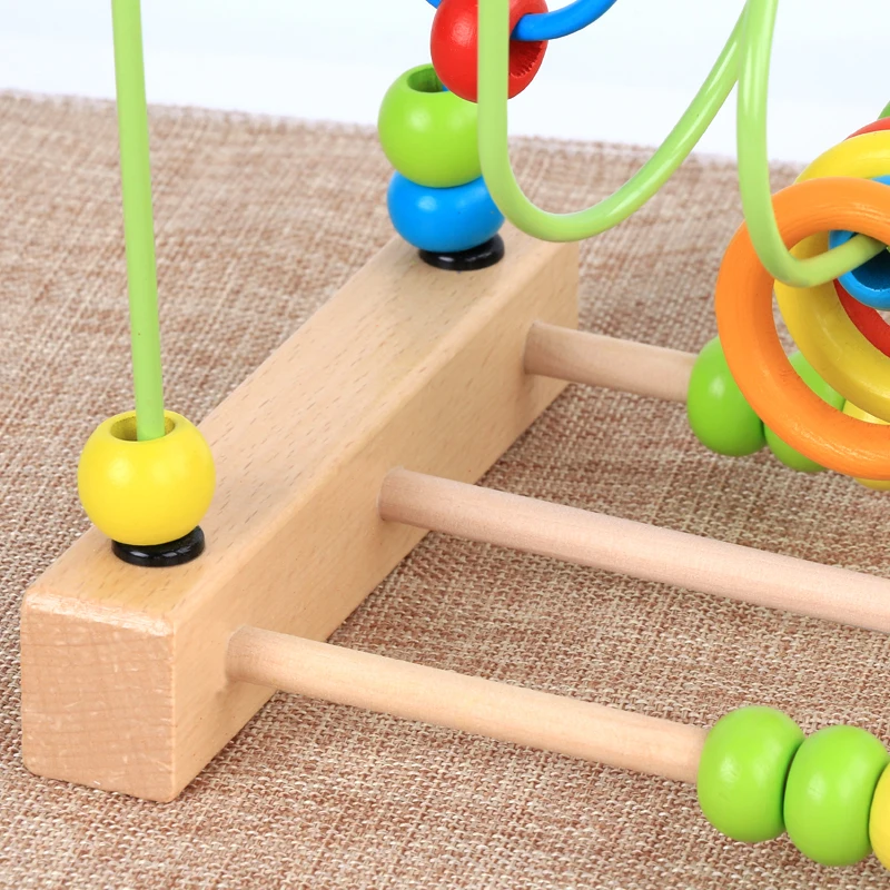 Children's wooden early education toy circle beginner baby beaded maze puzzle cognitive toy Christmas gift