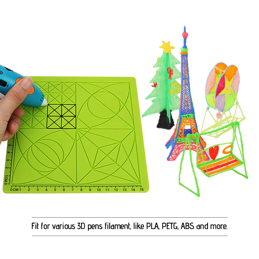 3D печать Ручка Силиконовый дизайн коврик с базовым шаблоном и 2 силиконовых колпачка для 3D ручки рисунок дизайн