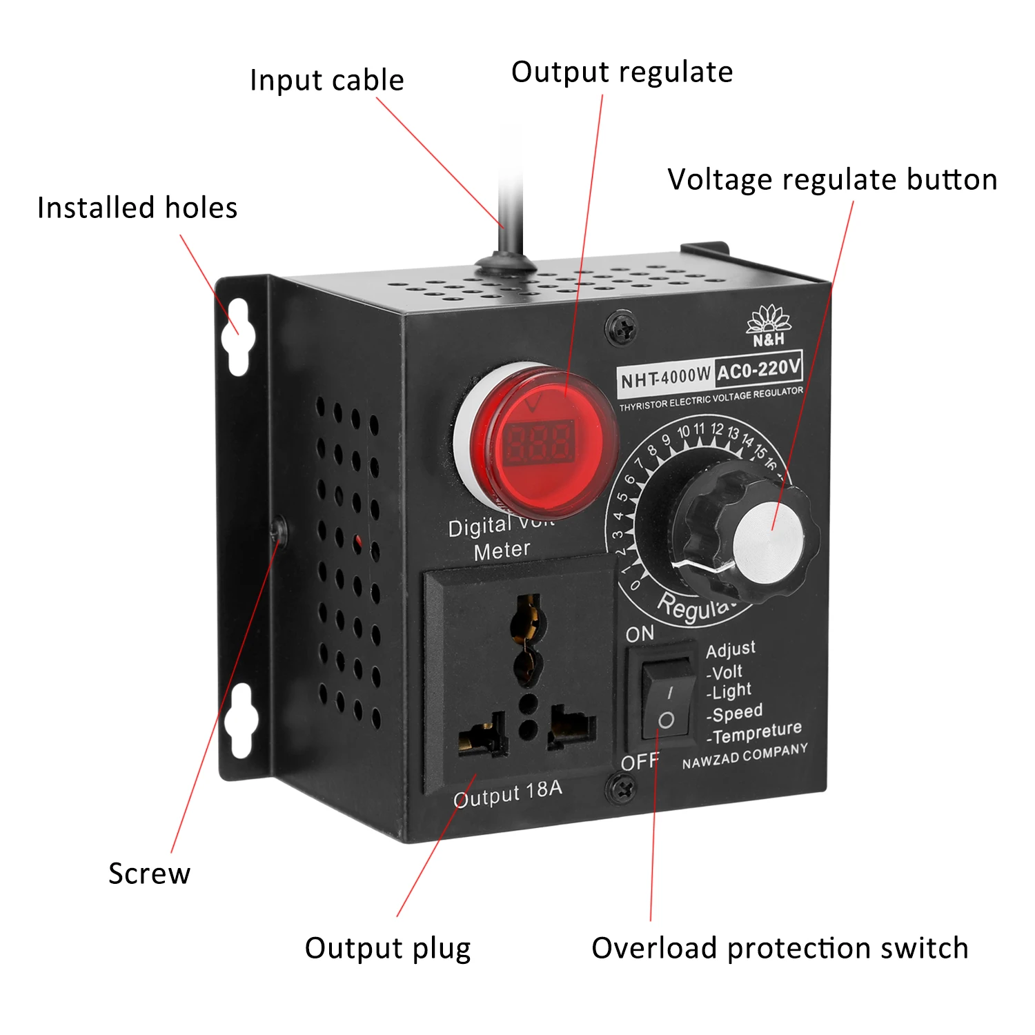Портативный переменной Напряжение КОНТРОЛЛЕР AC 220V 4000W Компактные Скорость