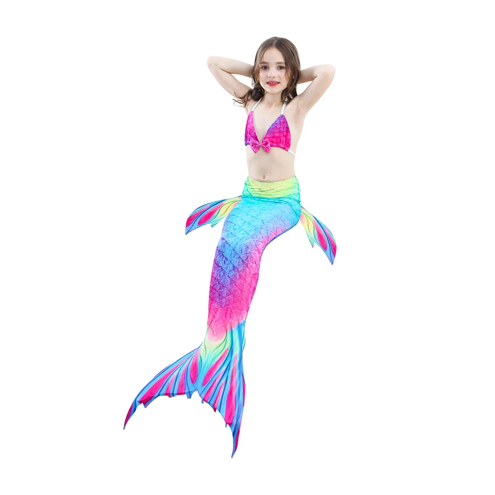 

2021 free shipping New Kids Mermaid Tail Swimwear Bikini Set Bathing Suit Costume for birthday party designed high quality
