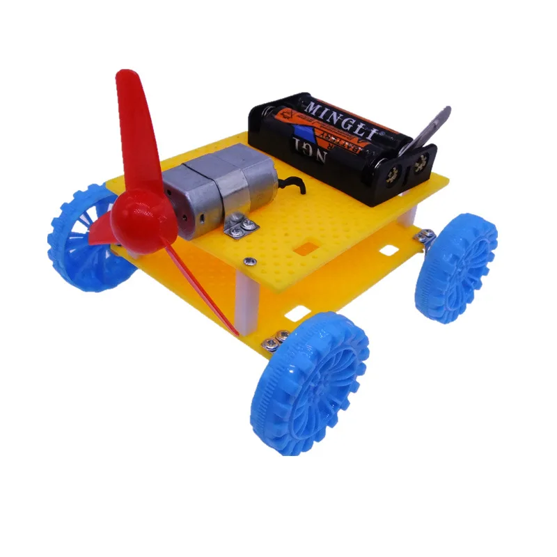 

Kaki Heart Double Layer Small Car Electric Wind Power Car Creative DIY Assembled Toy Car Science Experiment Science And Technolo