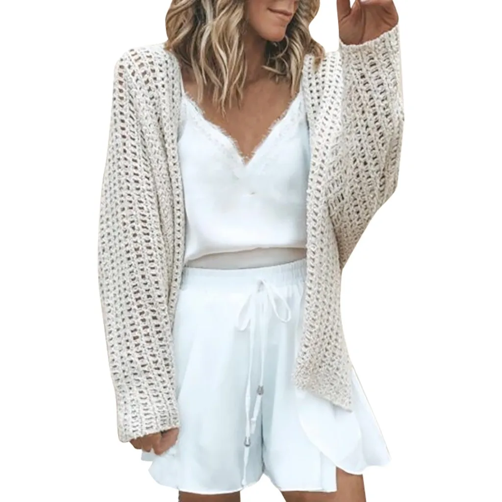 

Jaycosin Sweater Cardigan Women Hollow Long Sleeve Sweater Oversize Mujer Cardigan Woman Cardigan Femme Manche Longue 816#3