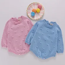 Зимняя одежда для маленьких девочек; свитер с длинными рукавами; Милое трикотажное боди для новорожденных