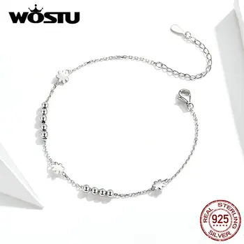 

WOSTU Real 925 Sterling Silver Daisy Flower Bracelet For Women Wedding Bracelets Birthday Friendship Silver 925 Jewelry FIB146