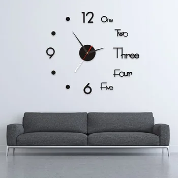 

3D Modern Wall Clock DIY Innovative Decorative DIY Mirror Acrylic Wall Sticker Clock DIY 3D Modern for Living Room Bedroom #4O