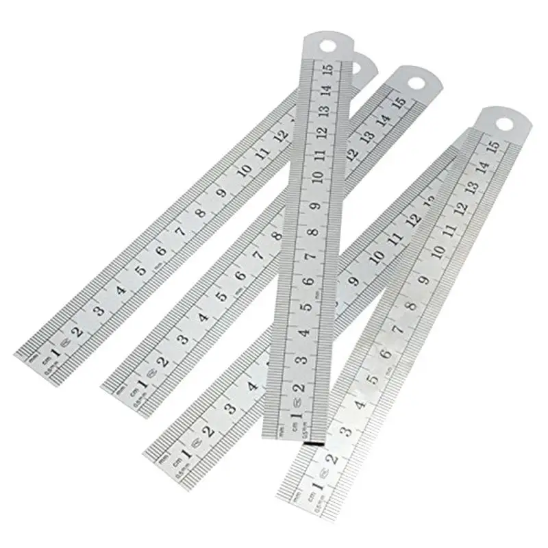 15-30 см из нержавеющей стали, металлическая прямая Линейка, Канцелярский инструмент для ног, измерительный инструмент для шитья, для студентов, прецизионный двойной школьный швейный инструмент S X0F6