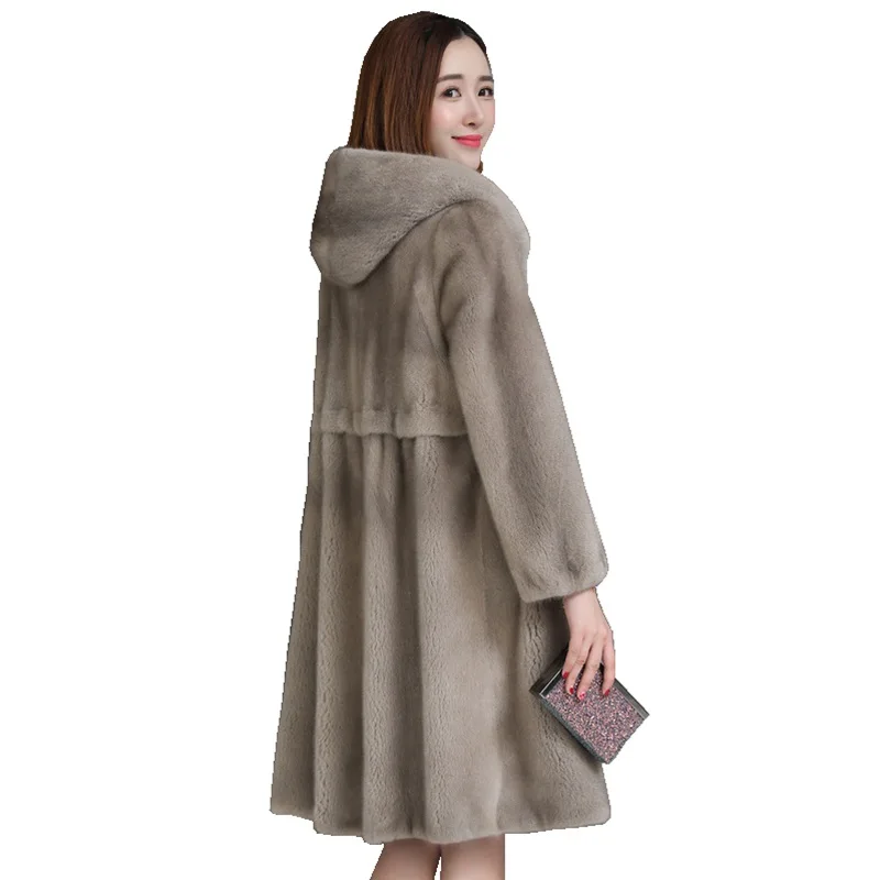 100 см Европейская настоящая оптовая продажа Норковое меховое пальто зимняя