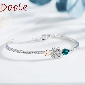 

High Quality SWA Fashion Simple Lucky Four Leaf Green Crystal Lady Best Gift For Women