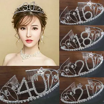 

Bride Crown Rhinestones Crown Headdress Headband Wedding Accessories Tiara 16 18 20 21 30 40th Birthday Crown Party Favor