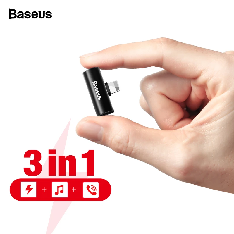 

Baseus 2 in 1 Audio Adapter For iPhone Xs Max X 8 7 Plus Audio Aux Adapter Earphone Charging Connector OTG Cable For Lightning