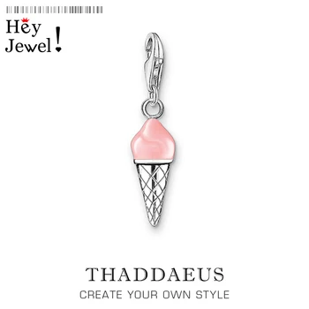 

Pink Ice Cream Design 925 Sterling Silver Pendants Charm For Women Girls 2020 Spring Brand New Cute Fine Jewelry Fit Bracelet