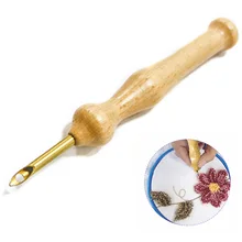 Ткачество инструмент Аксессуары для шитья практичный удар вышивка иглы DIY ручка для стежка прочная медная трубка деревянная ручка Ремесло Вязание