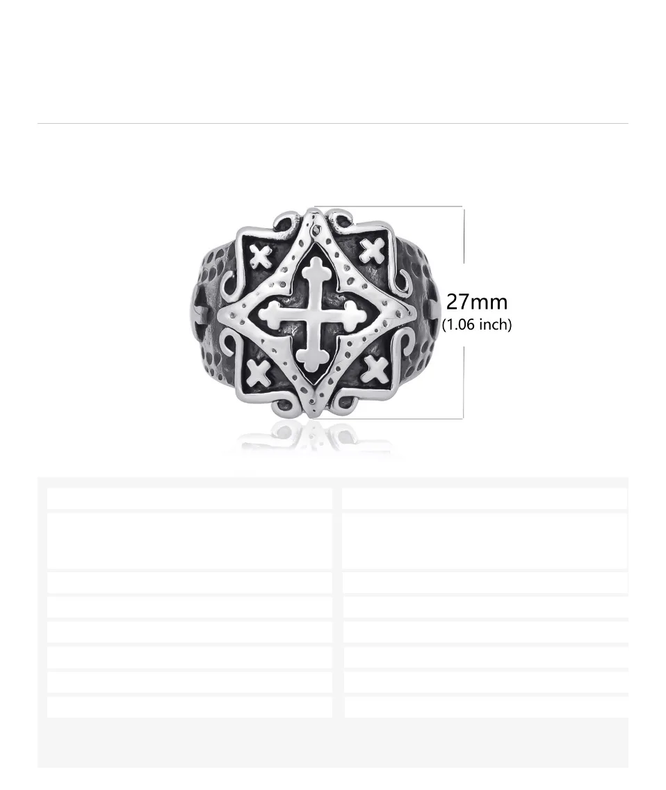 Elfasio мужской волнистый крест 316L нержавеющая сталь кольцо Серебряный тон ювелирные изделия