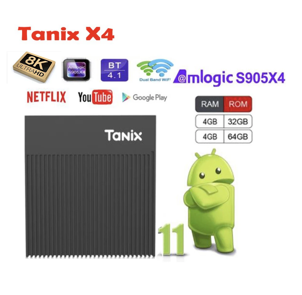 ТВ-приставка Tanix X4 Android 11 0 Amlogic S905X4 4 + 32/64 ГБ | Электроника