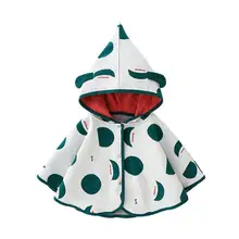 Осенне-весеннее милое детское пальто-накидка в горошек Модные хлопковые топы с капюшоном пальто для мальчиков и девочек