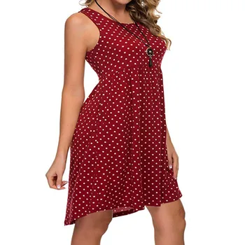 

Polka Dot Print Bohemian Dress Sexy Women Spaghetti Strap Sleeveless Mini Dresses Vintage O-Neck Backless Beach Dress XT