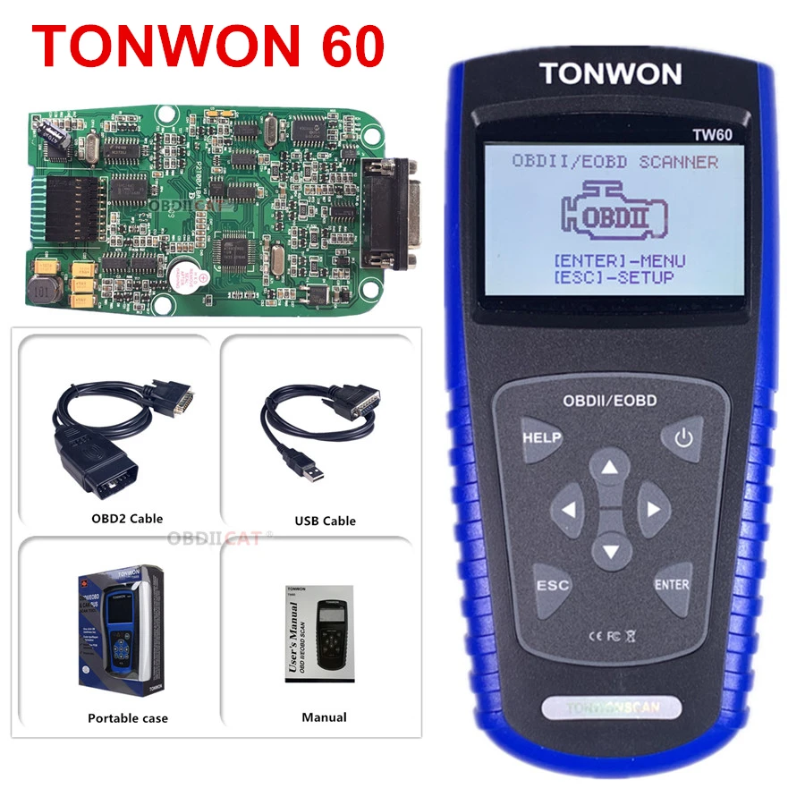 Новинка TONWON 60 полный OBDII/EOBD диагностический TW60 работает на большинстве OBDII