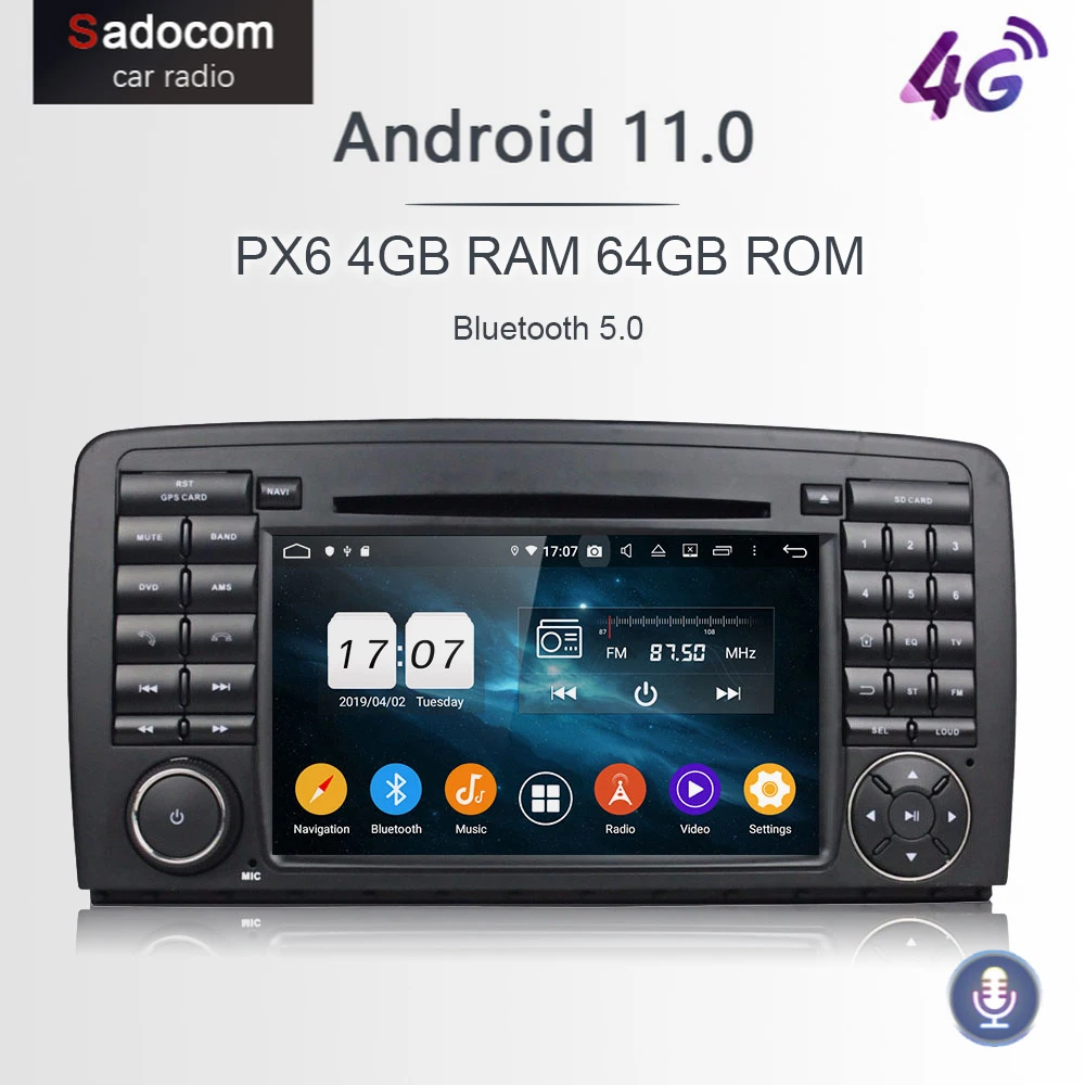 Автомагнитола PX6, 2 din, Android 11,0, автомобильный DVD-плеер, 4 Гб ОЗУ + 64 Гб ПЗУ, радио, GPS Glonass для Benz W251 W280 W300 W320 W350 W500