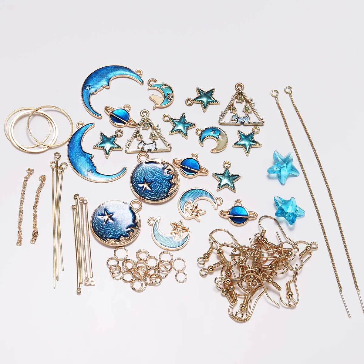 

Blue Star Moon DIY Earrings Jewelry Package Pendant Earring Material Accessories Ear Findings Jewelry Making Kit Set
