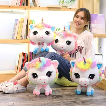 

35cm Lovely Unicorn Plush Toys Soft Stuffed Cartoon Doll Cute Horse Animals Sleeping Pillow Back Cushion Home Sofa Decoration