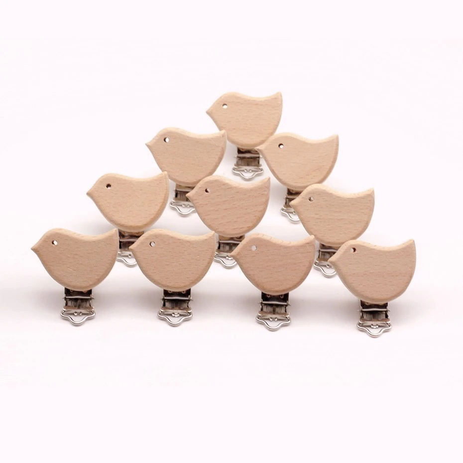 

4Style 5PCS Arrival Lovely Wooden Pacifier Clip Natural Beech Wood Baby Pacifier Clips Dummy Clips DIY Pacifier Chain Accessory