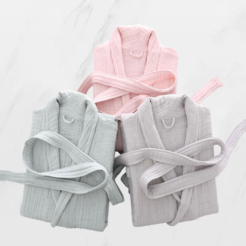 6 Ply Gauze Robe Cotton Unisex Robe Bath For Men And Women Soft highly absorbent Females Casual Home Bathrobe