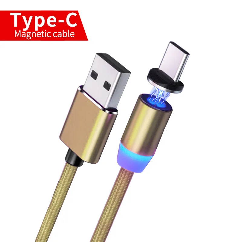 Магнитный зарядный кабель Olaf для быстрой зарядки Micro usb type C кабель для iPhone 11 samsung S7 Xiaomi huawei Магнитный провод для мобильного телефона - Цвет: Type C - Gold