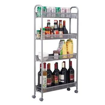 

Space-saving Convenient Honeycomb Mesh Style Four Layers Removable Storage Cart Silver