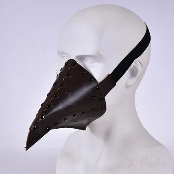 

Black Plague Doctor Punk Masks Anel Beak Mask Vintage man PU Leather Steampunk Bird Halloween Steam cosplay costume whtie SCP