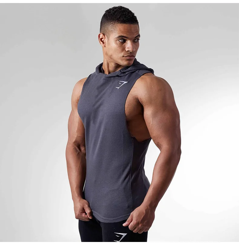 Muscle Dr. Brothers летний Повседневный жилет с капюшоном для мужчин Акула из чистого хлопка спортивный жилет для фитнеса