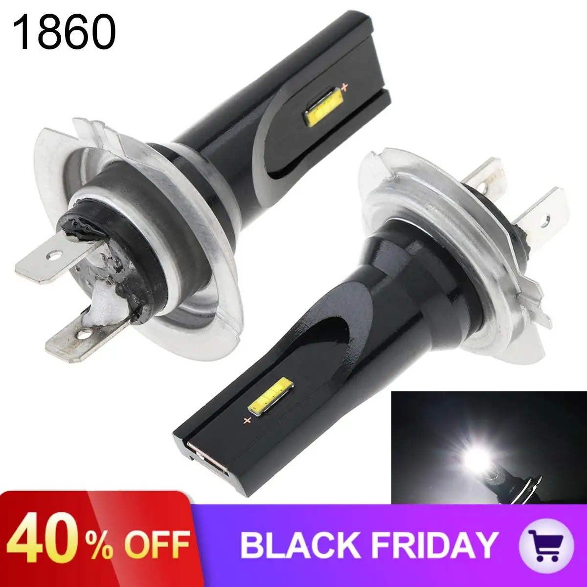 2 шт. 12V H1 H3 H4 H7 высокое Мощность светодиодный Противотуманные фары Дневные Фары Светильник 1860 Ламповые бусины 1200LM 6500 K-7500 K белый авто, вождения, бега, светильник лампочка