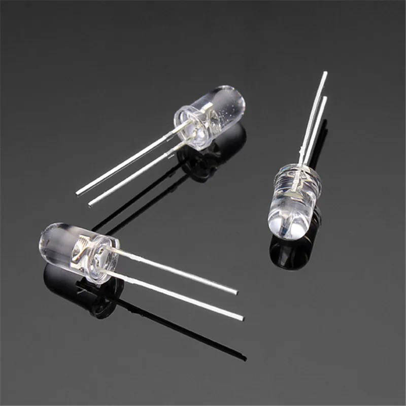 

100Pcs/lot 20Ma F5 5mm Ultra Bright White LED Diode Light Lamp Bulb Diodes DIY Kit Set Transparent 1.8-2.2 V